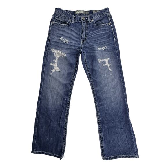 BKE Other - BKE Tyler Denim Jeans Mens 31 X 30 Blue Med Wash Whiskered Bootcut Ripped